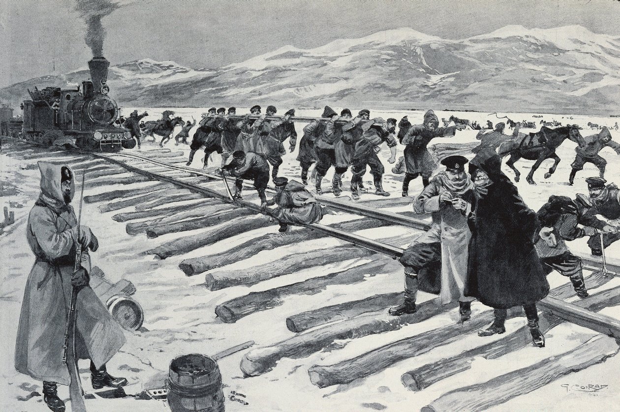 RYSSLAND. Korsningen av Bajkalsjön (gravyr) av Georges (after) Conrad