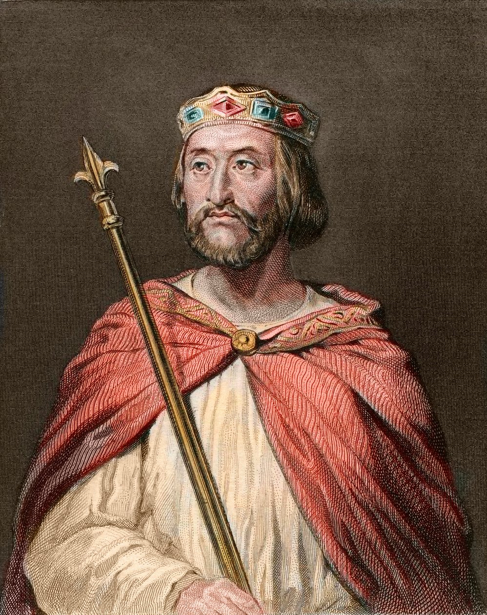 Porträtt av Karl III kallad den enkle (879-929) Frankernas kung - CHARLES III (879-929) - Karl den enkle - kung av Frankrike, 893-923 - gravyr efter Georges Rouget (1783-1869) av Georges (after) Rouget