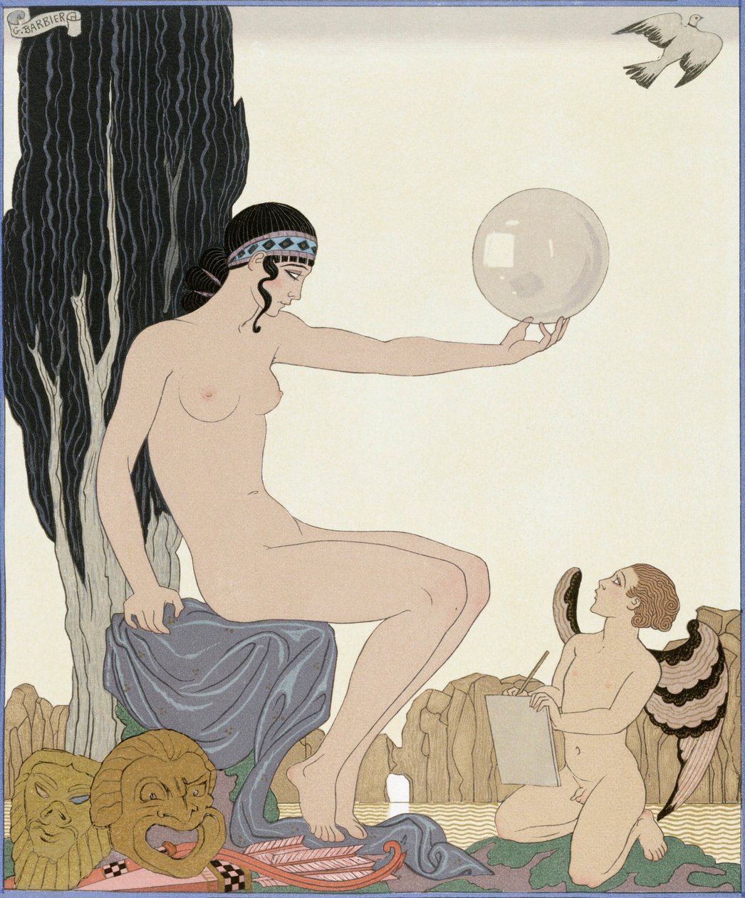 En musa inspirerar en konstnär av Georges Barbier