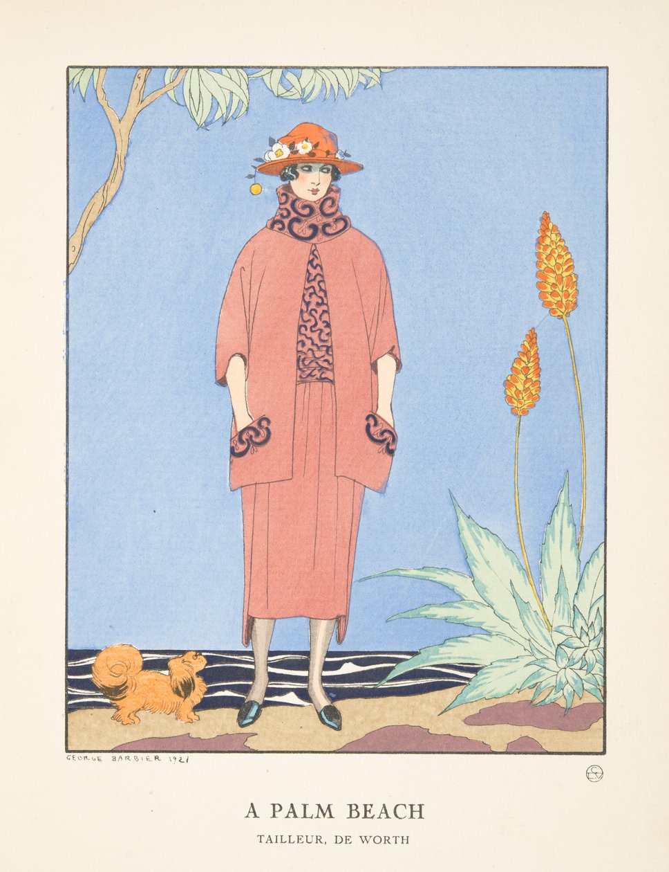 A Palm Beach, från en samling modetallrikar av Georges Barbier