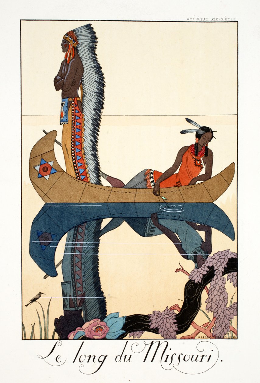 Längs Missouri, från "Falbalas & Fanfreluches, Almanac of Present, Past and Future Modes" av Georges Barbier