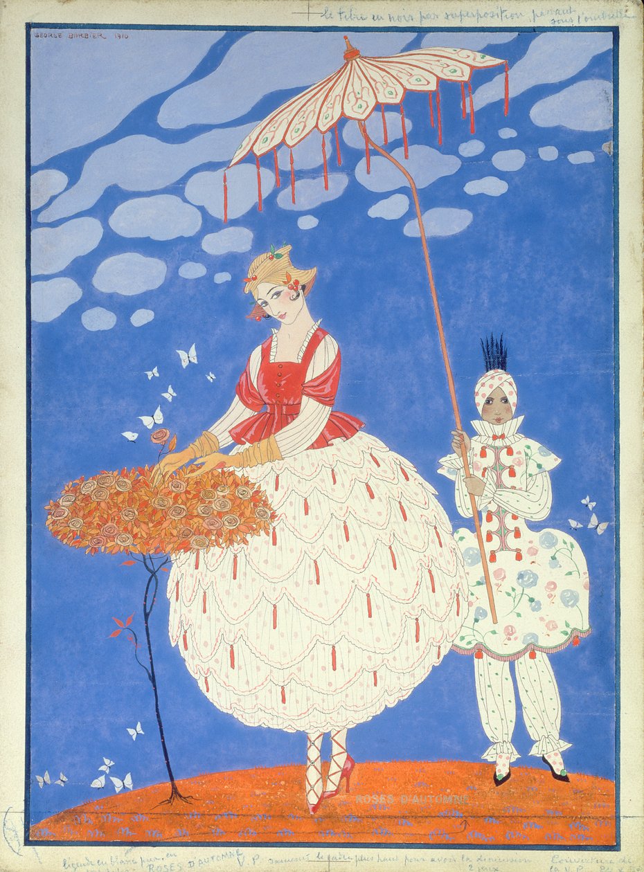 Höstrosor (penna, bläck och akvarell på papper) av Georges Barbier