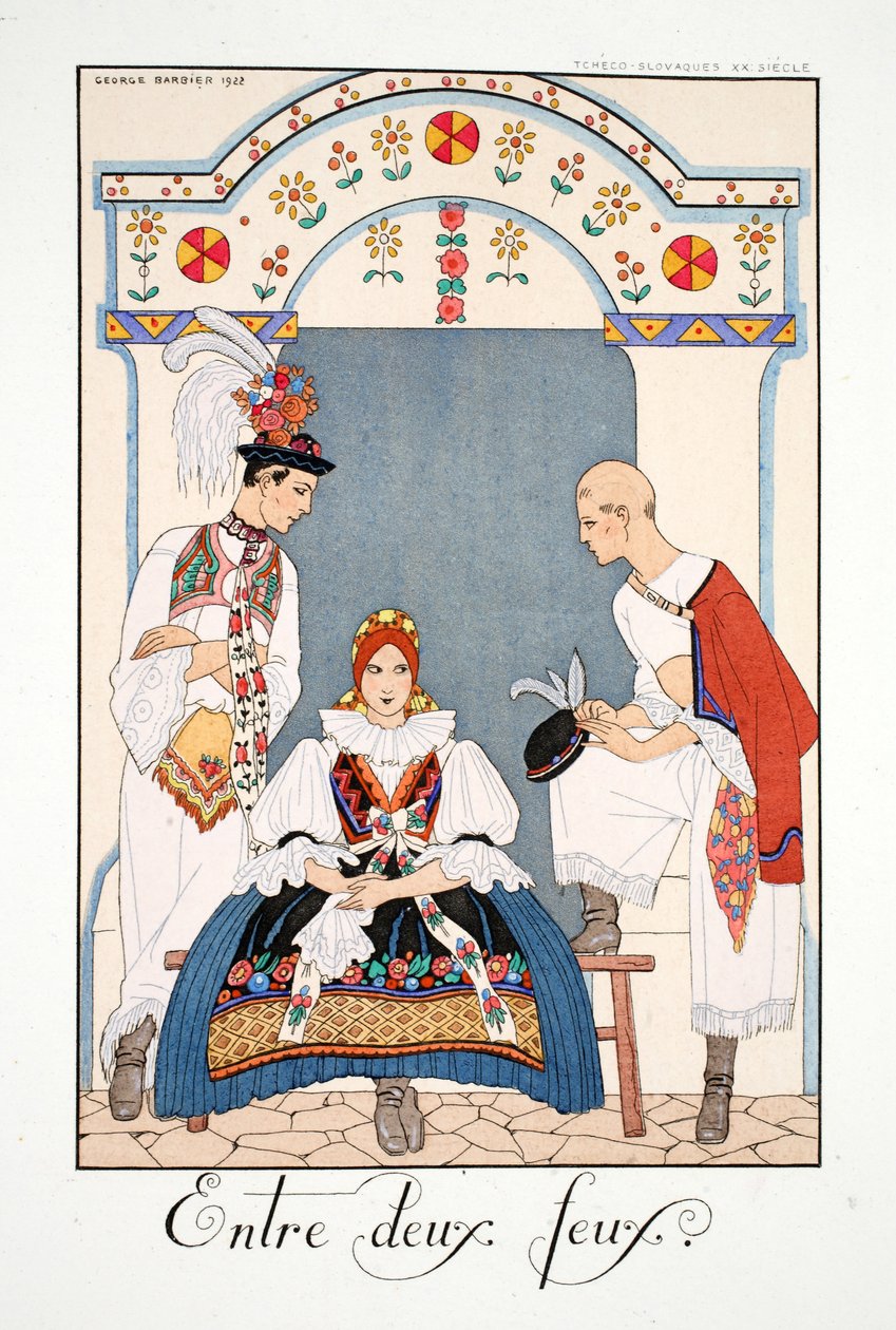 Between Two Flames, från "Falbalas & Fanfreluches, Almanac of Present, Past and Future Modes" av Georges Barbier