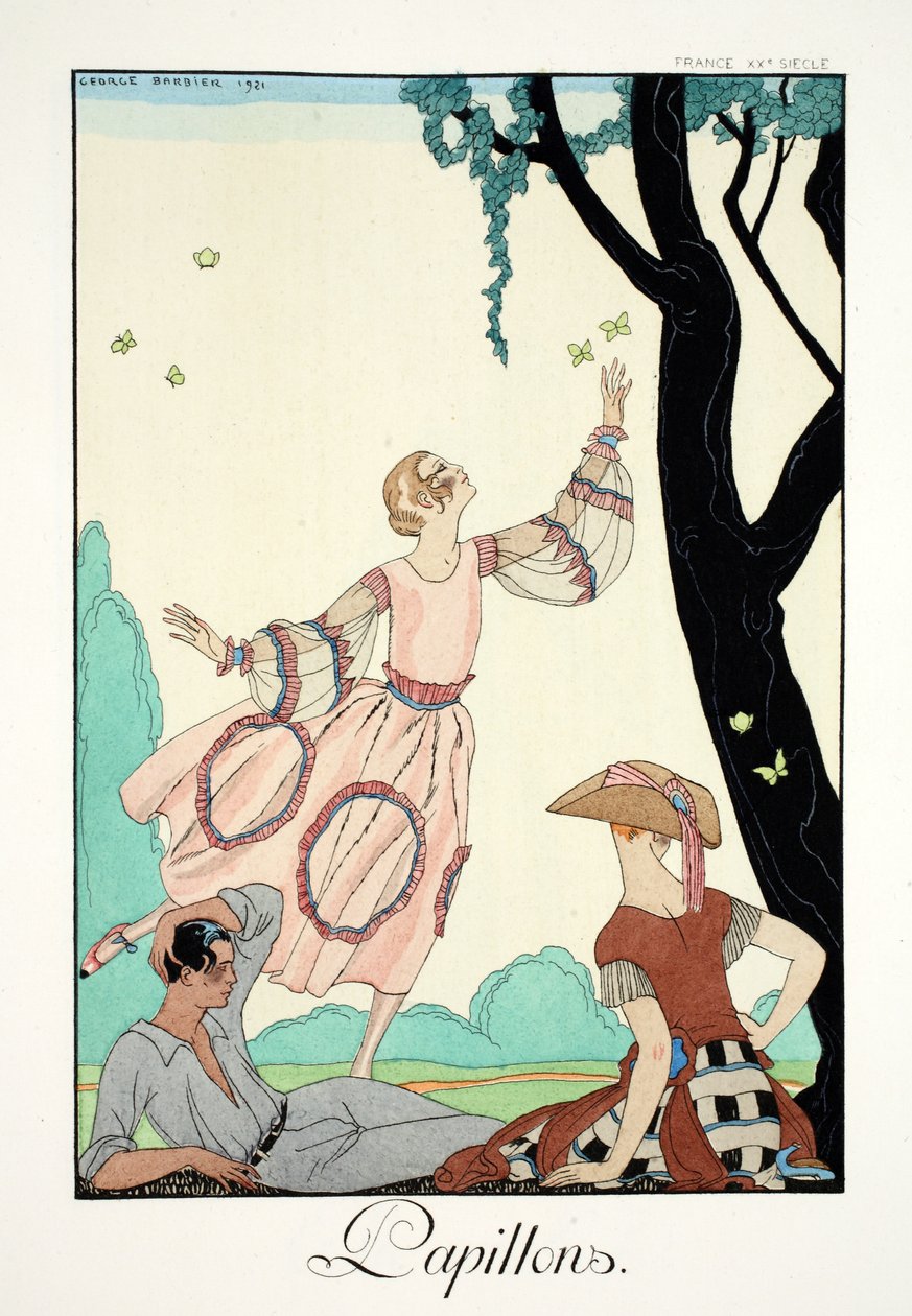 Fjärilar, från "Falbalas and Fanfreluches, Almanac of Present, Past and Future Modes" av Georges Barbier
