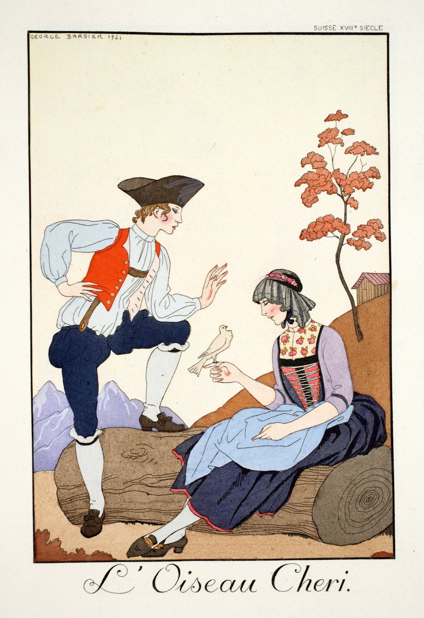 Dear Bird, från "Falbalas and Fanfreluches, Almanac of Present, Past and Future Modes" av Georges Barbier