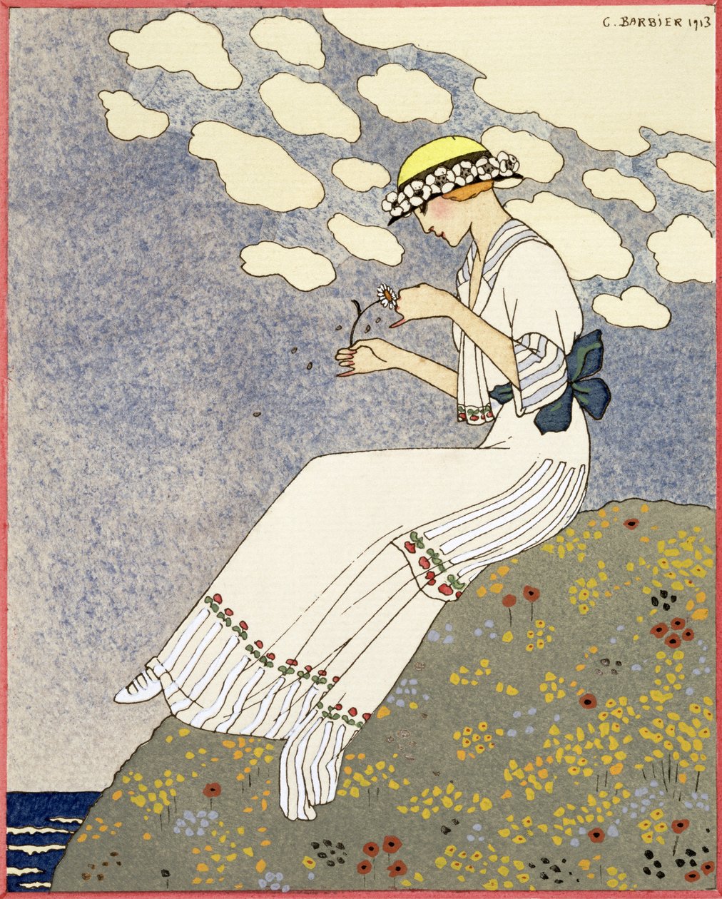 Design för en lantklänning av Maison Paquin, 1913 av Georges Barbier
