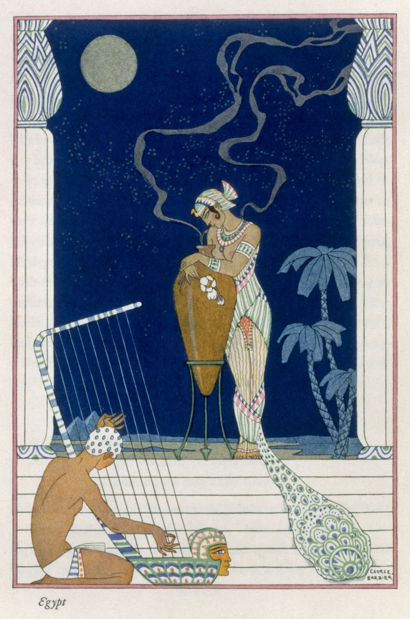 Egypten, från "The Art of Parfume", pub. 1912 (pochoirtryck) av Georges Barbier