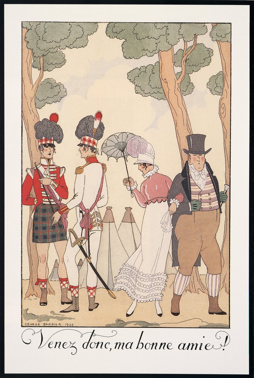 Falbalas and Fanfreluches, Almanacka för 1923, Kom därför, min gode vän, av George Barbier, tryck av Georges Barbier