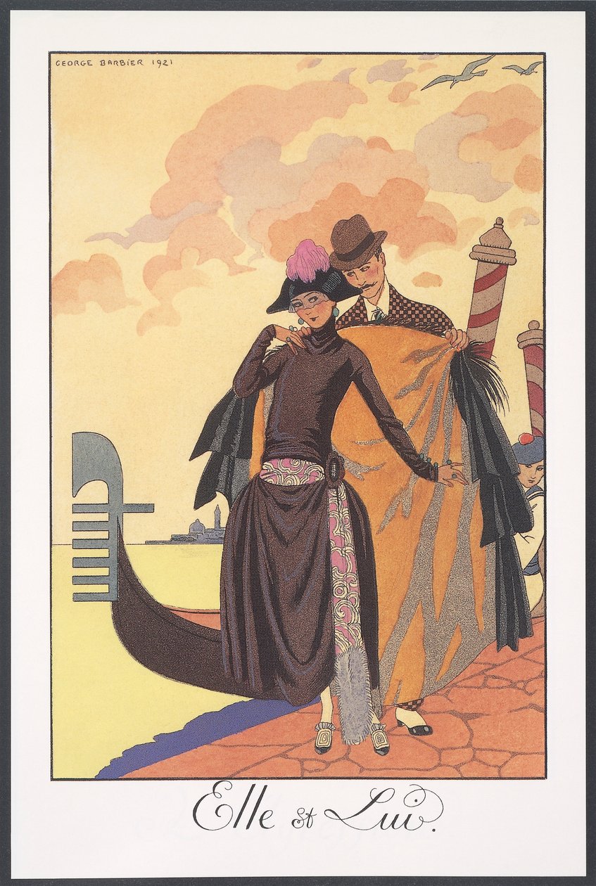 Falbalas et Fanfreluches, Almanacka för 1924, Serenade, av George Barbier, tryck av Georges Barbier