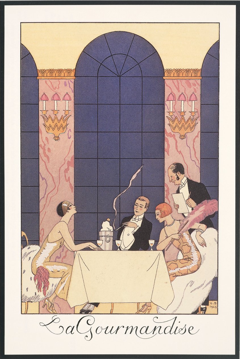 Falbalas and Fanfreluches, Almanacka för 1925: "La gourmandise", av George Barbier, tryck av Georges Barbier