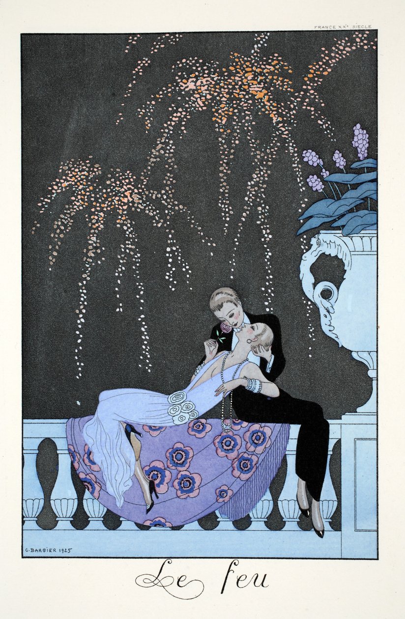Fire, från "Falbalas and Fanfreluches, Almanac of Present, Past and Future Modes" av Georges Barbier