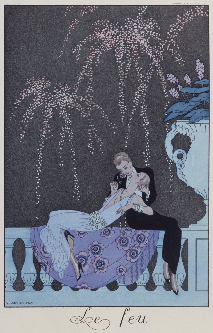 Eld, från "Falbalas  Fanfreluches, Almanach des Modes Présentes, Passées et Futures" (Falbalas  Fanfreluches, Almanacka över nuvarande, tidigare och framtida mode) av Georges Barbier