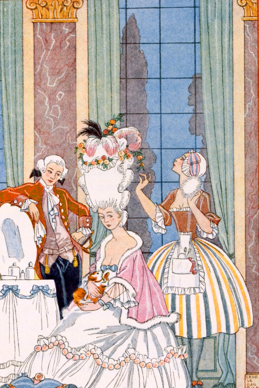 Frankrike på 1700-talet, från "The Art of Parfume", pub. 1912 (pochoirtryck) av Georges Barbier