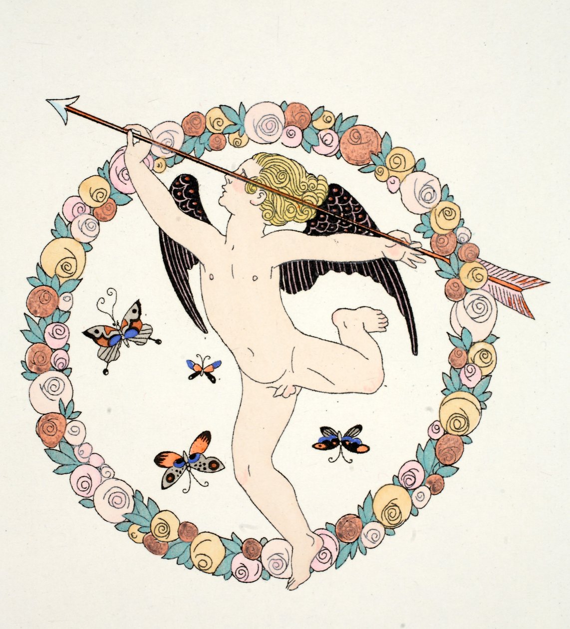 Frontispice i "Falbalas and Fanfreluches, Almanac of Present, Past and Future Modes" av Georges Barbier