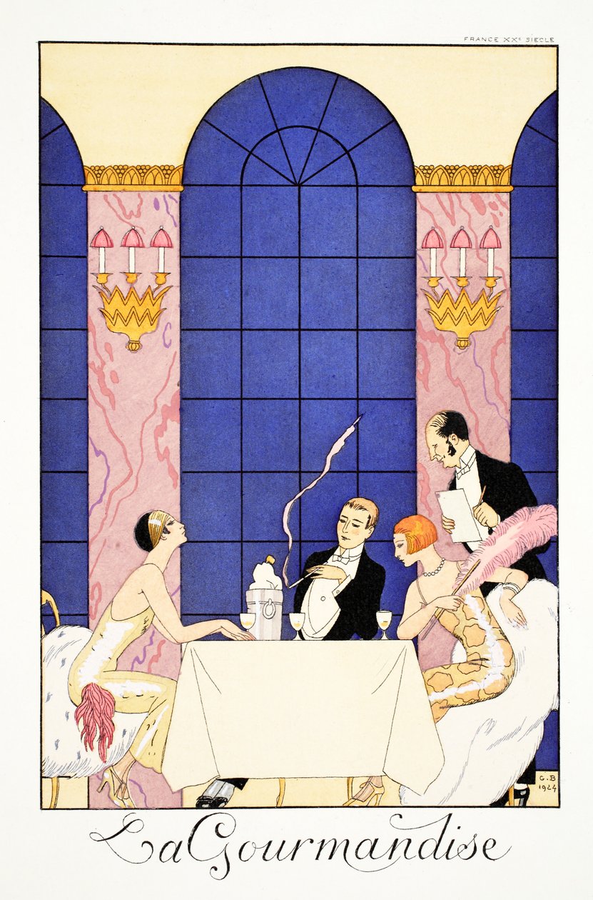 Gluttony, från "Falbalas and Fanfreluches, Almanac of Present, Past and Future Modes" av Georges Barbier