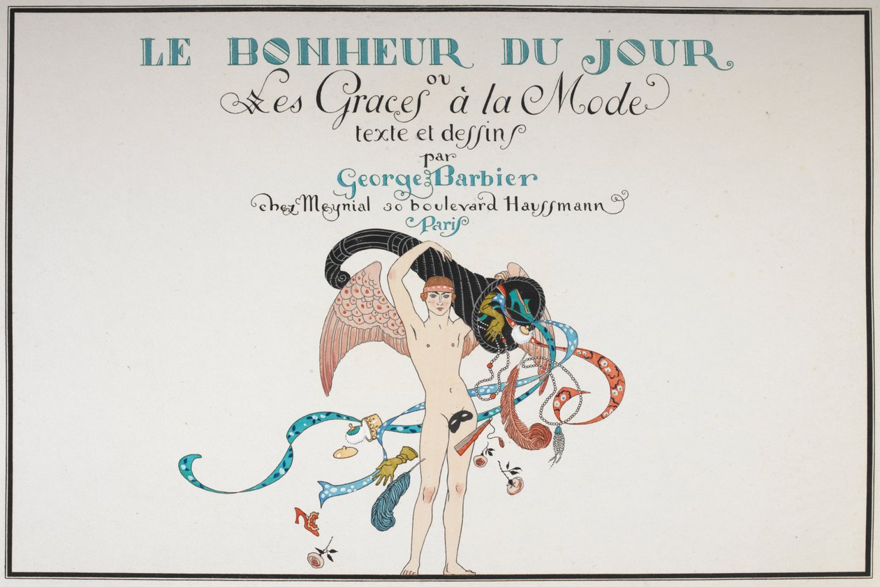 Illustrerad titelsida. En naken mansfigur. av Georges Barbier