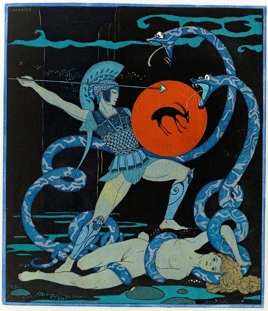 Illustration från Les Chansons de Bilitis av Georges Barbier
