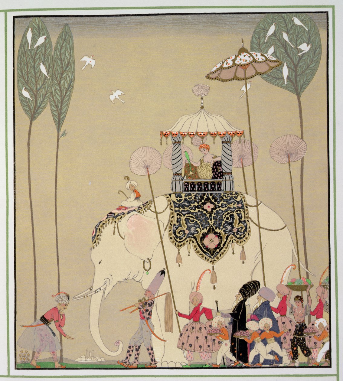 Imperial procession (lito i färg) av Georges Barbier