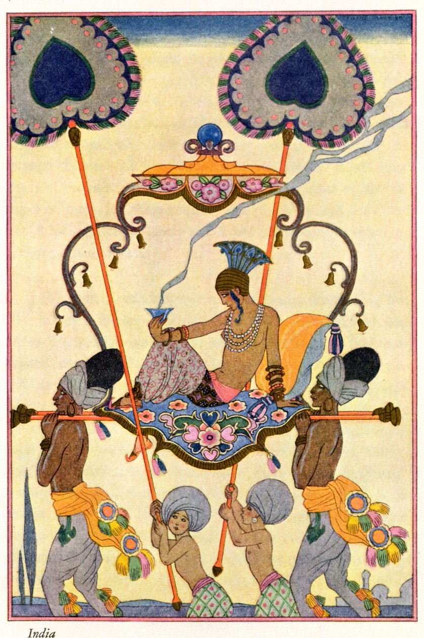 Indien, från "The Art of Parfume", pub. 1912 (pochoirtryck) av Georges Barbier