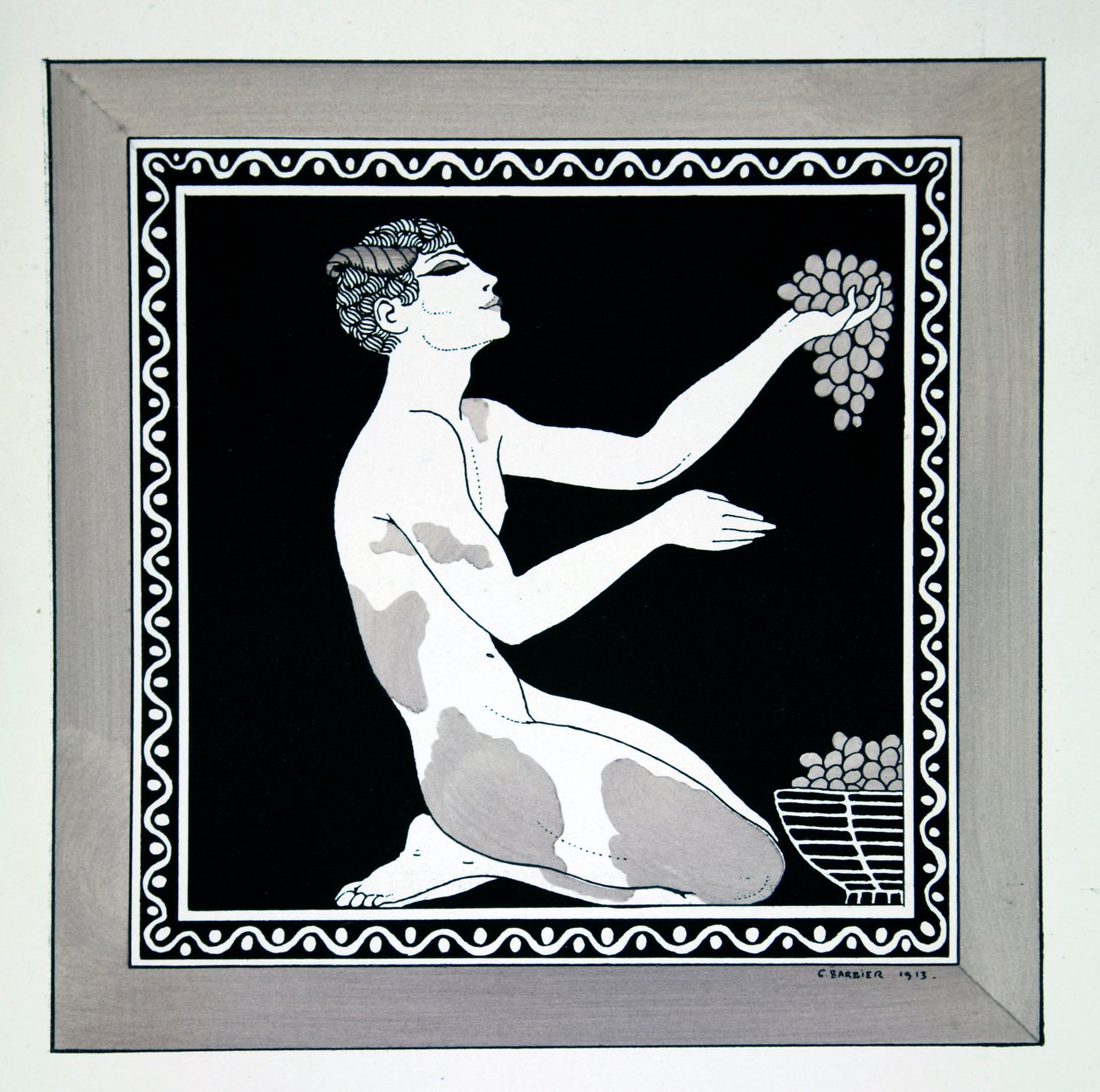 The Afternoon of a Faun från serien "Designs on the dances of Vaslav Nijinsky" (1889-1950). Georges Barbier (1882-1932), Schablontryck av Georges Barbier