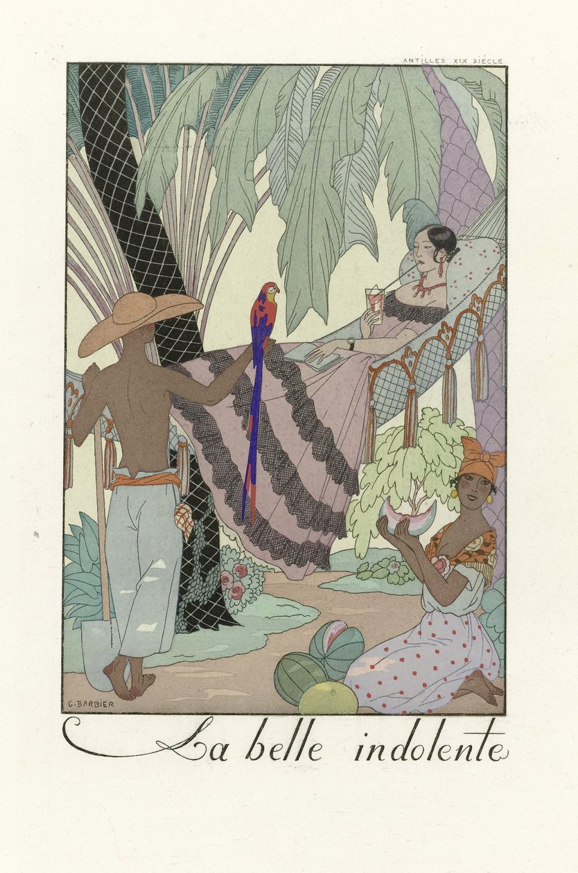 La Belle Indolent, pub. 1923 (stenciltryck) av Georges Barbier
