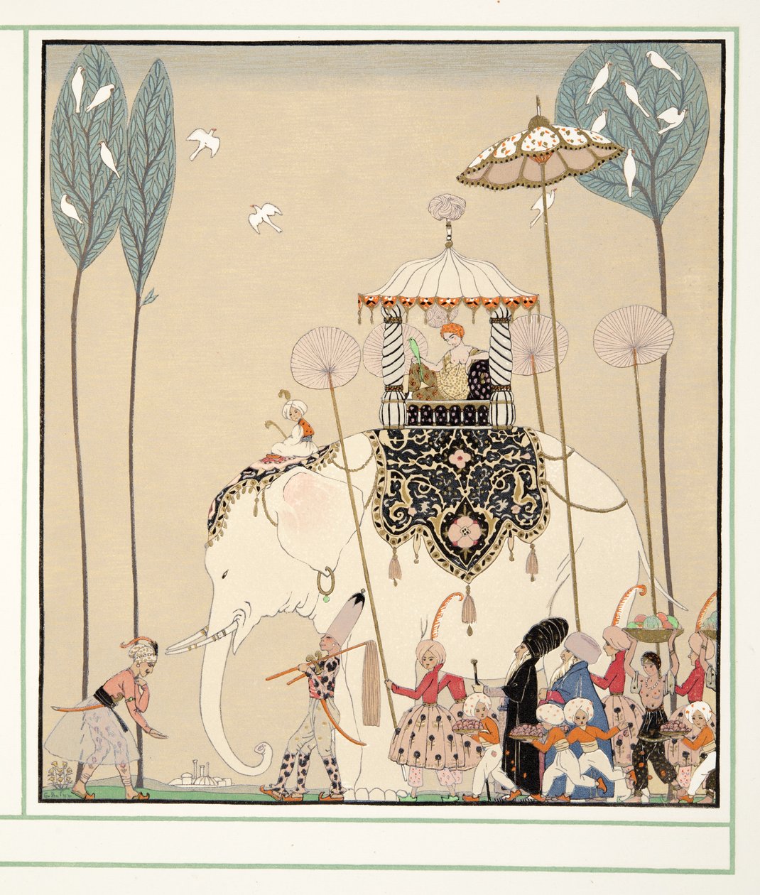 La Belle Missous från Personages de Comedie, pub. 1922 (stenciltryck) av Georges Barbier