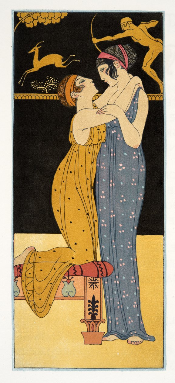 Desire, illustration från Les Chansons de Bilitis, av Pierre Louys, pub. 1922 (stenciltryck) av Georges Barbier