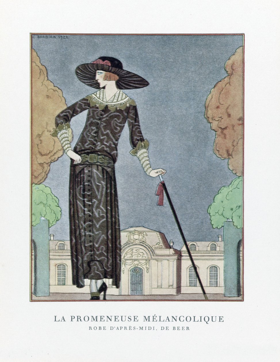 The Melankolic Walker, pub. 1922 (stenciltryck) av Georges Barbier