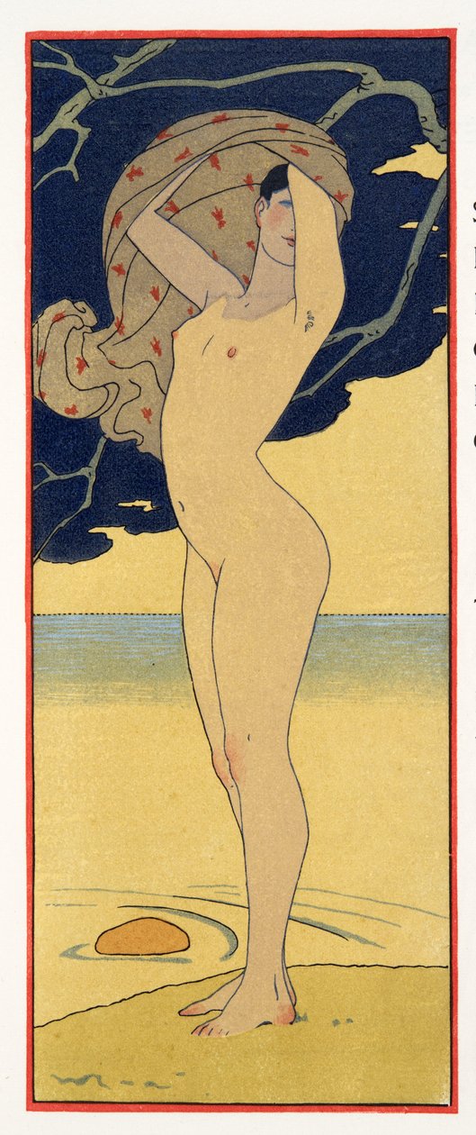 La Riviere de la Foret, illustration från Les Chansons de Bilitis, av Pierre Louys, pub. 1922 (stenciltryck) av Georges Barbier
