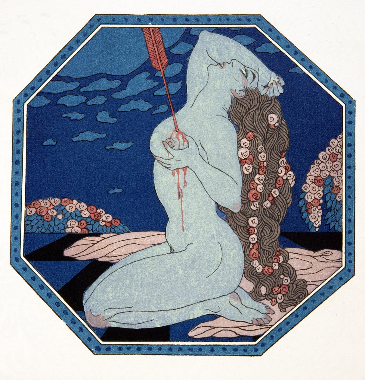 Le Deramantnier, illustration från Les Chansons de Bilitis, av Pierre Louys, pub. 1922 (stenciltryck) av Georges Barbier