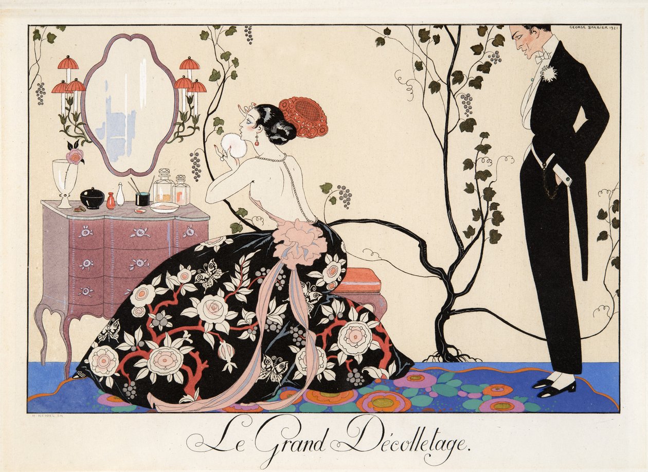 Le Grand Décolletage, gravyr av H. Reidel av Georges Barbier
