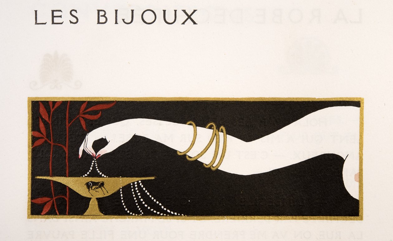 Juveler, illustration från Les Chansons de Bilitis, av Pierre Louys, pub. 1922 (stenciltryck) av Georges Barbier