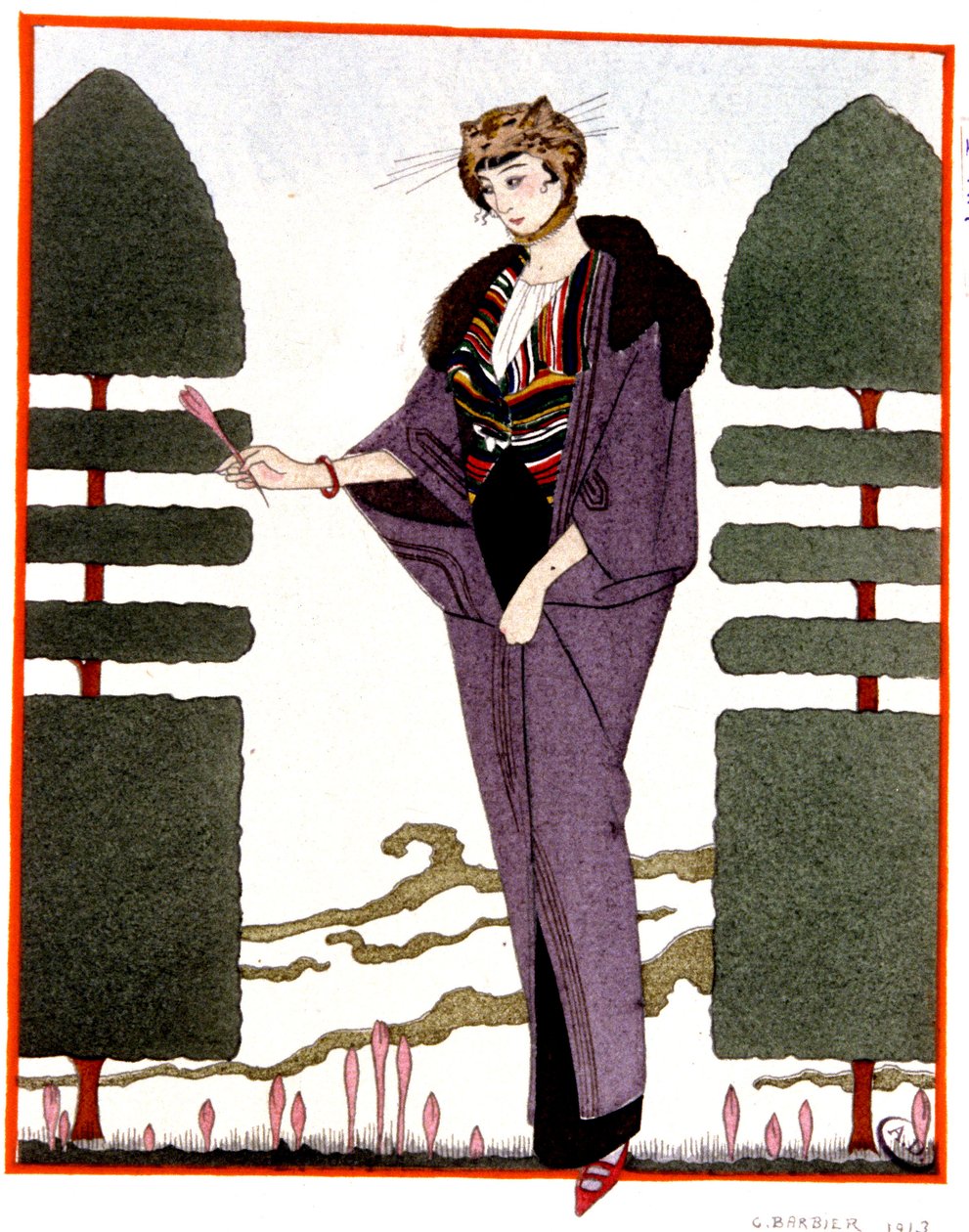 Mme Paquins reserock, gravyr 1914 av Georges Barbier