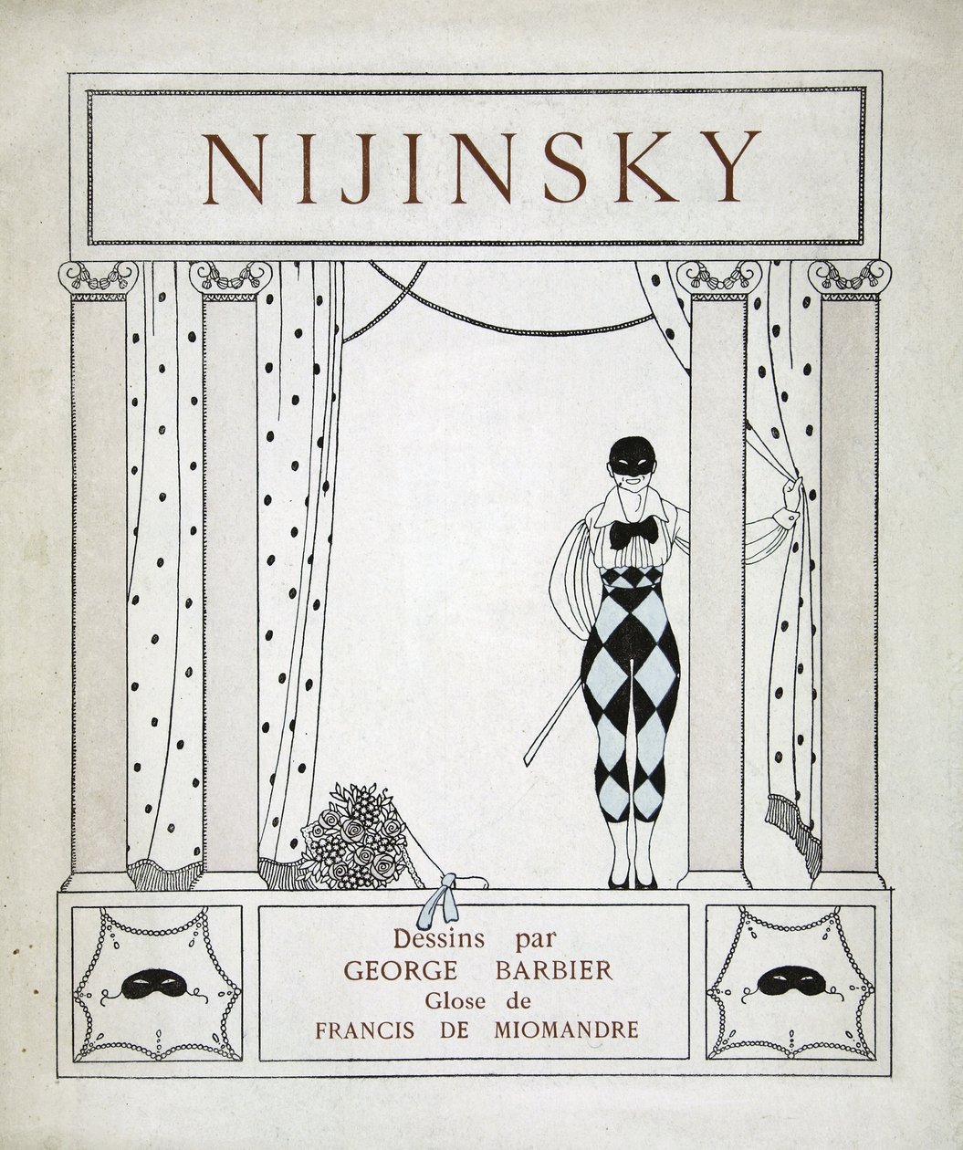 Nijinsky, titelsida, från serien "Designs on the dances of Vaskac Nijinsky" (Pochoir Print) av Georges Barbier
