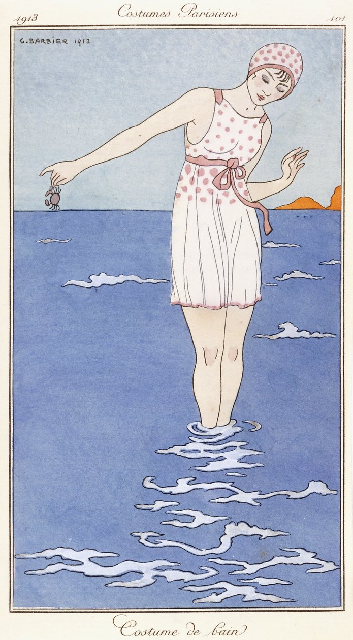 Parisiska kläder: Baddräkt av Georges Barbier