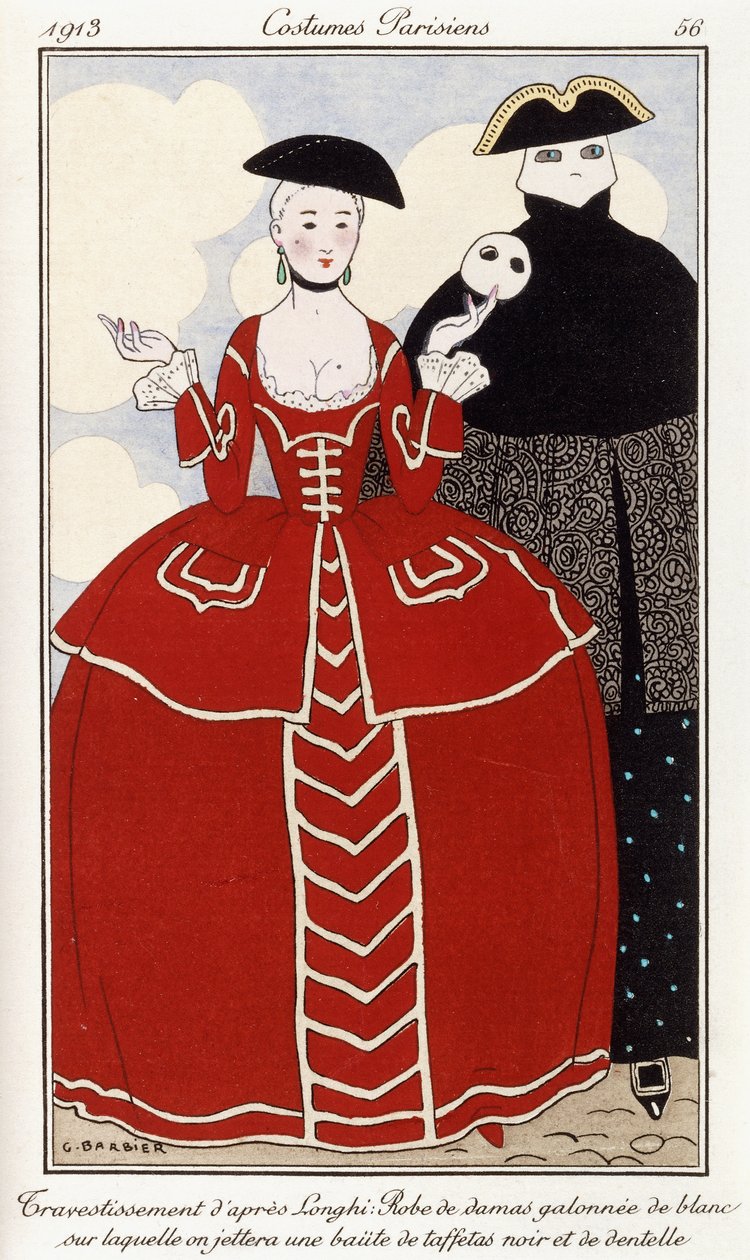 Parisiska kläder: Finklänning efter Longhi av Georges Barbier