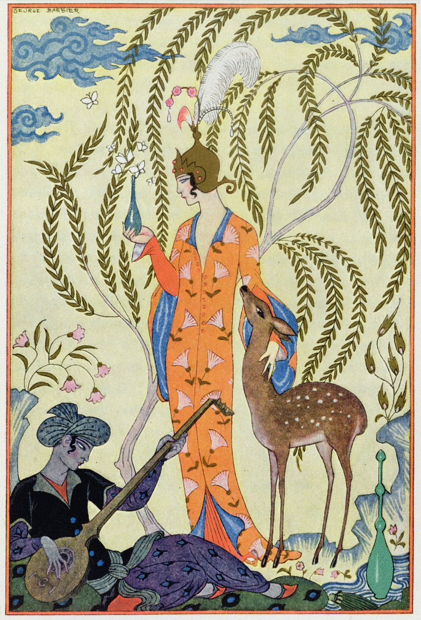 Persien, illustration från "Konsten av parfym", pub. 1912 (pochoirtryck) av Georges Barbier