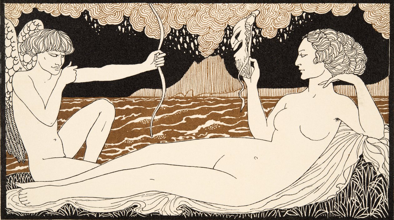 Personages de Comedie, detalj från Front Cover, pub. 1922 (pochoirtryck) av Georges Barbier