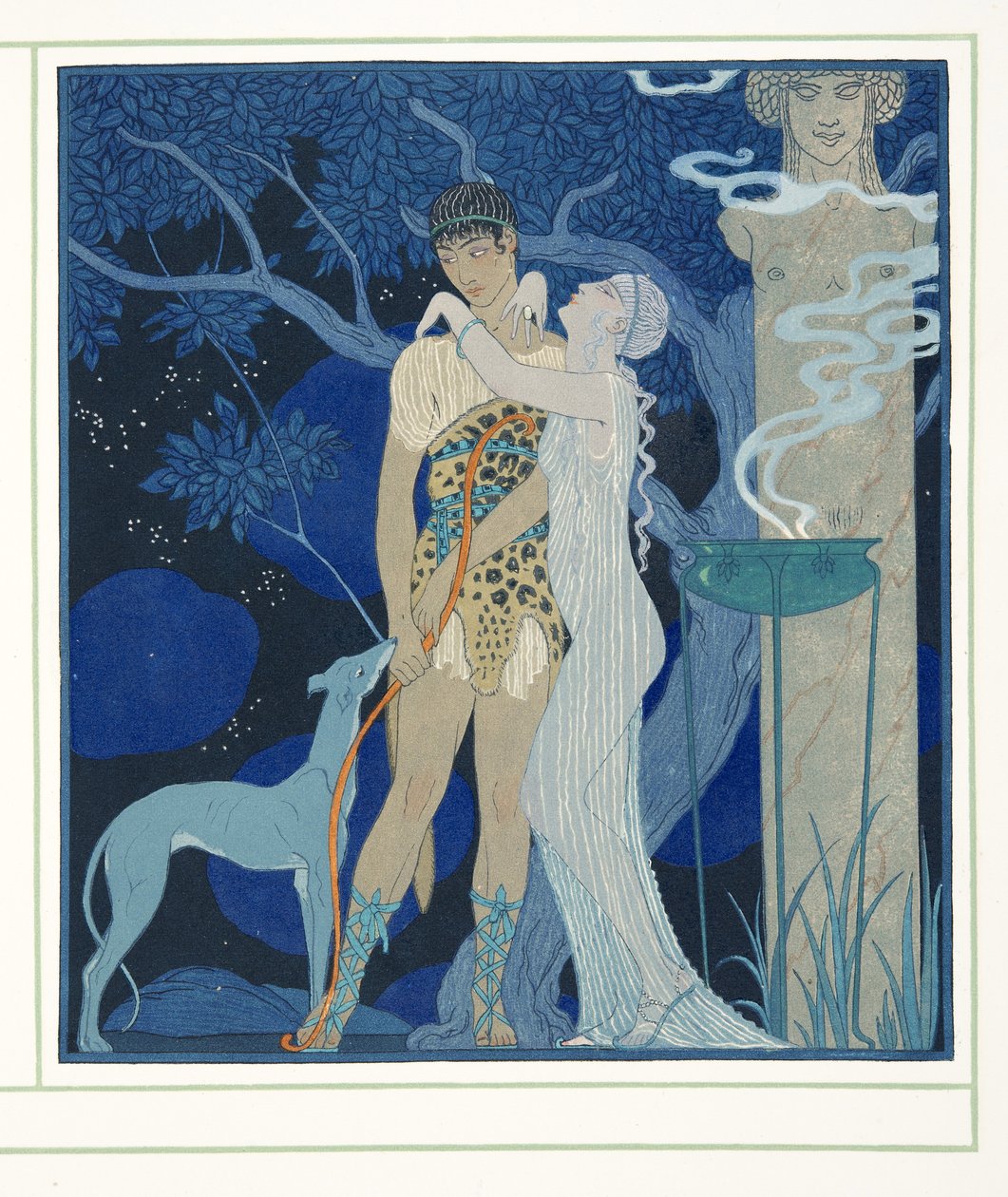 Phedre och Hippolyte, från Characters of Comedy, pub. 1922 (stenciltryck) av Georges Barbier
