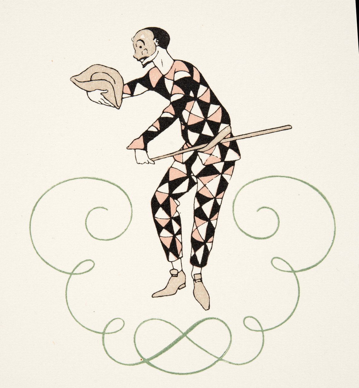 Pierrot, från Personages de Comedie, pub. 1922 (stenciltryck) av Georges Barbier