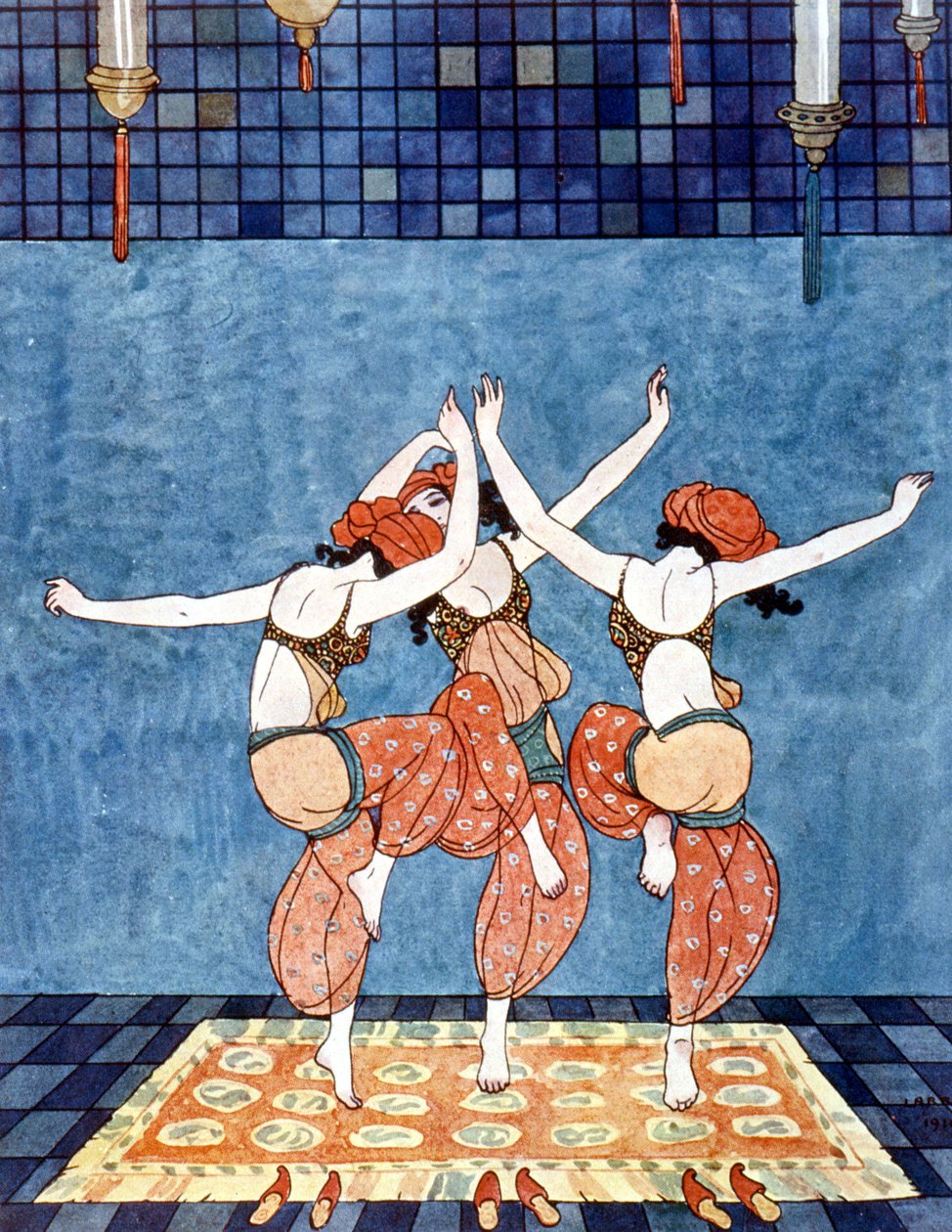 Prinsessan Scheherazade (Sheherazade) (sagor om tusen och en natt). Illustration av George Barbier (1882-1932). omkring 1910. av Georges Barbier