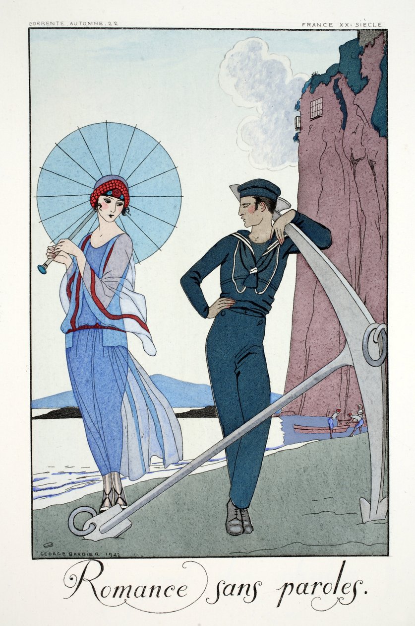 Romanser utan ord, från "Falbalas & Fanfreluches, Almanac of Present, Past and Future Modes" av Georges Barbier