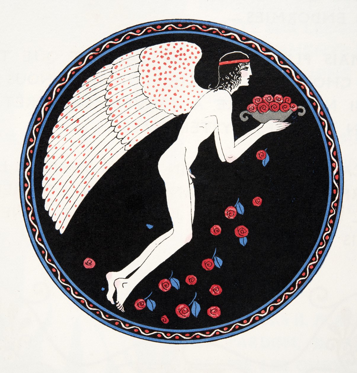 Ros i natten, illustration från Les Chansons de Bilitis, av Pierre Louys, pub. 1922 (stenciltryck) av Georges Barbier