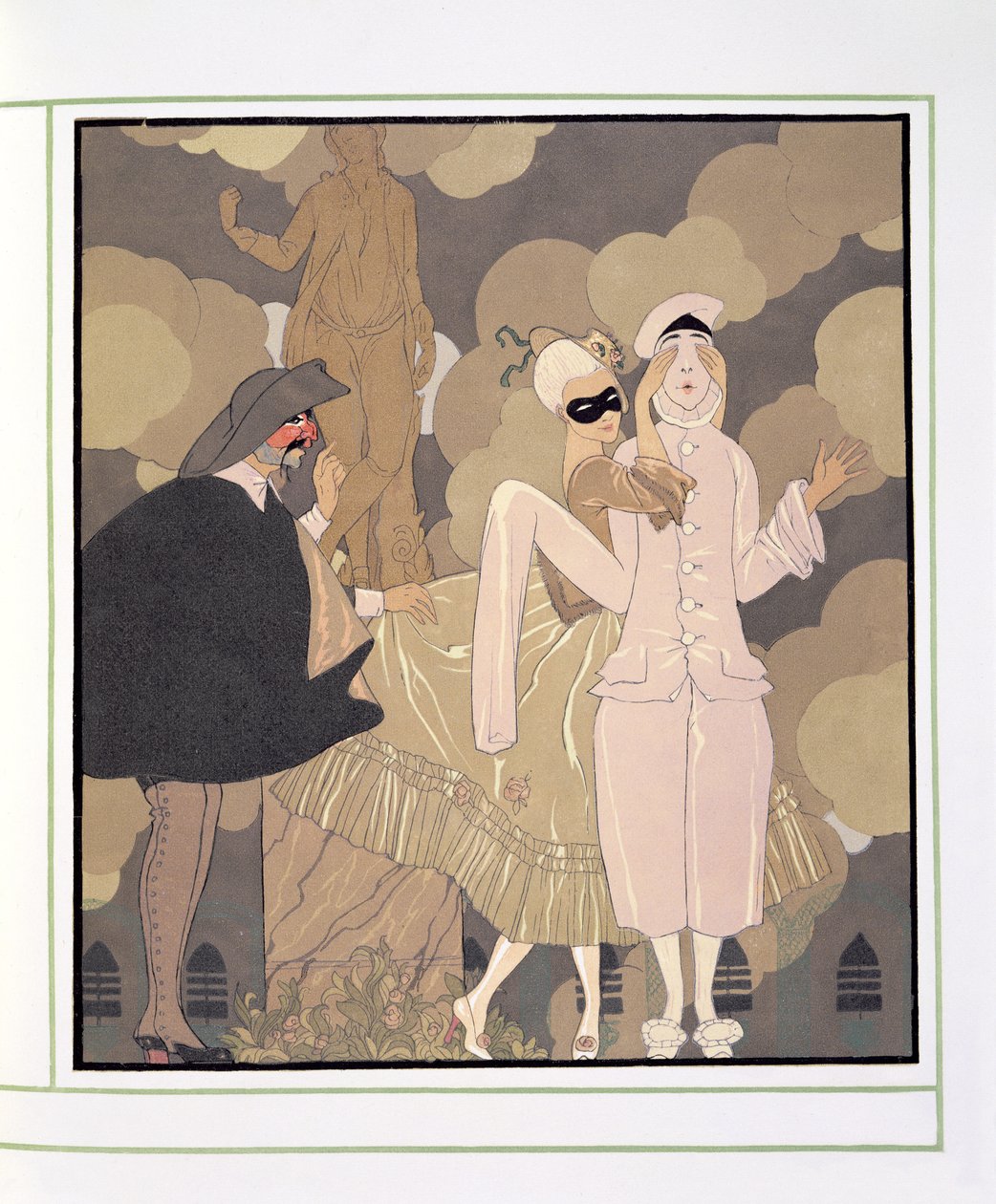 Överraskning (akvarell på papper) av Georges Barbier