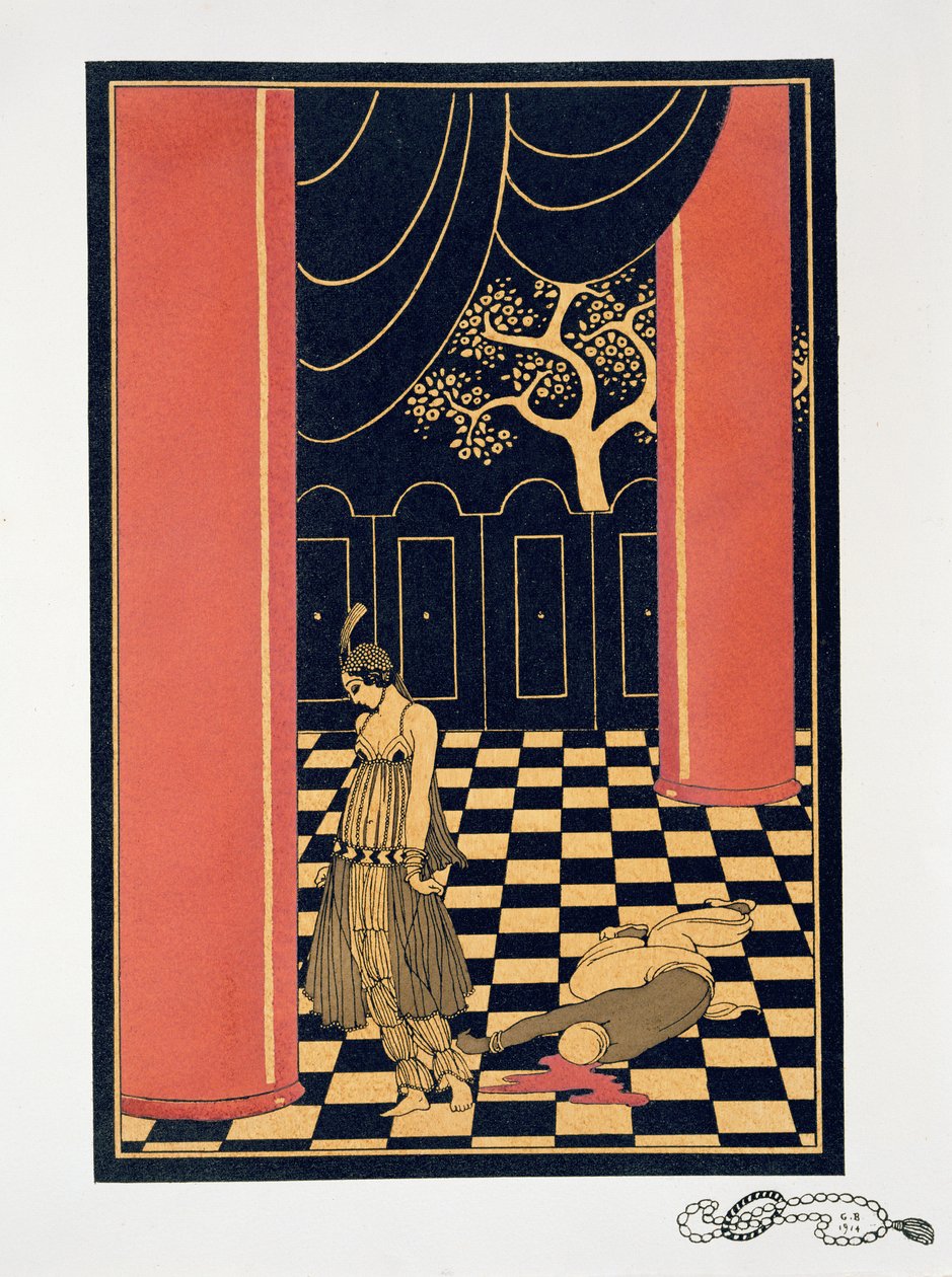 Tamara Karsavina (1885-1978) i titelrollen "Thamar" av Georges Barbier