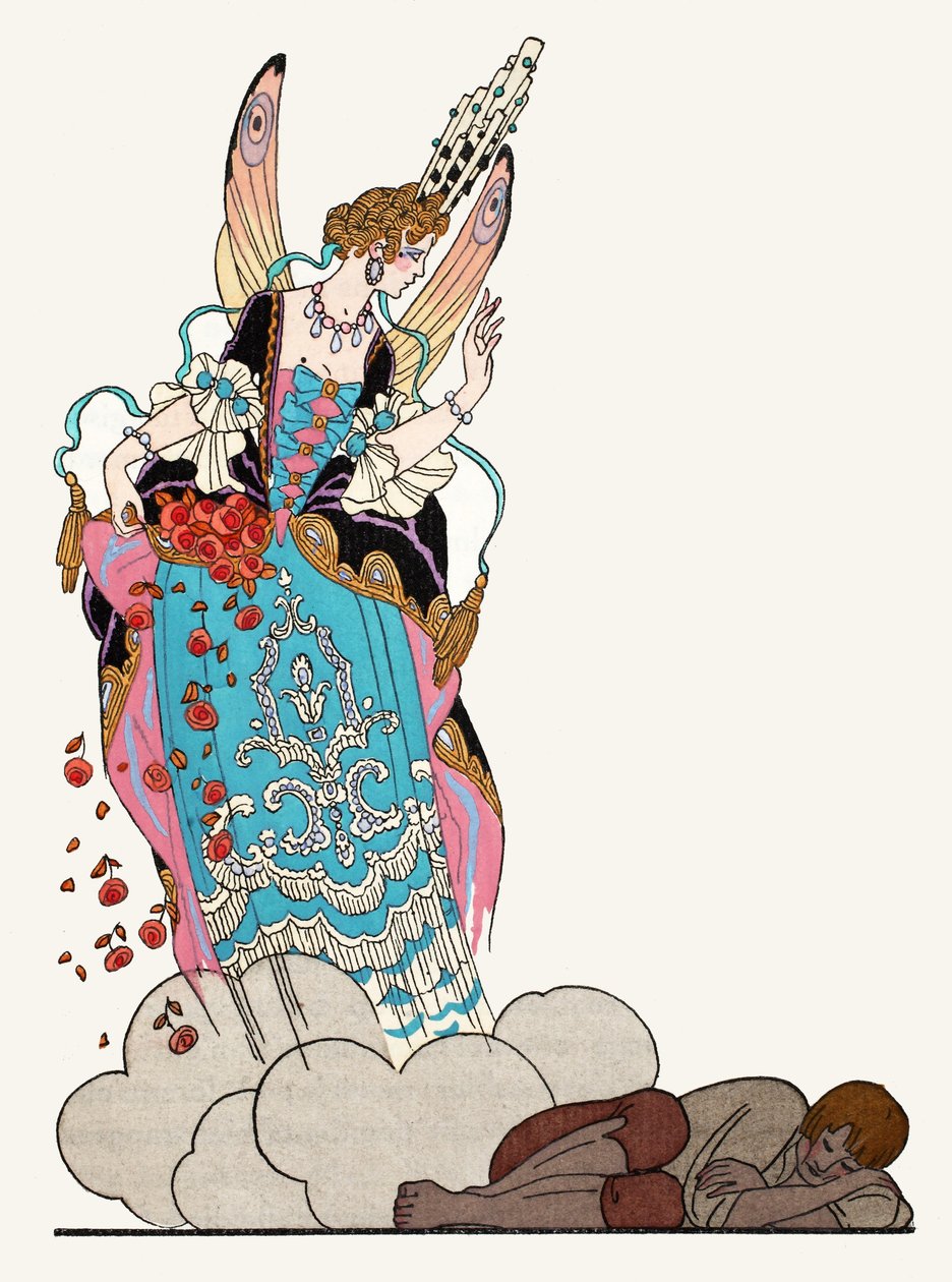 The Fairy Godmother (pochoir-tryck) av Georges Barbier