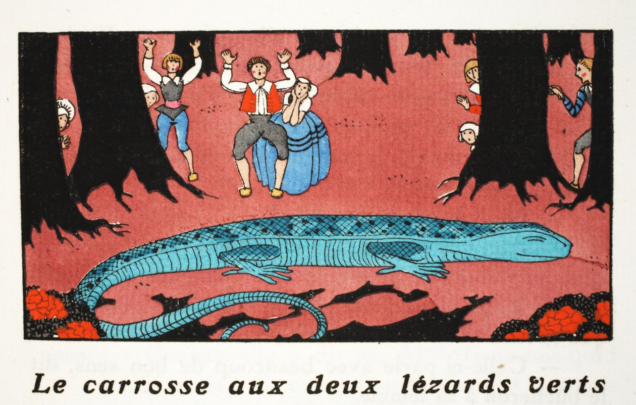 Den stora blå ödlan (pochoir-tryck) av Georges Barbier