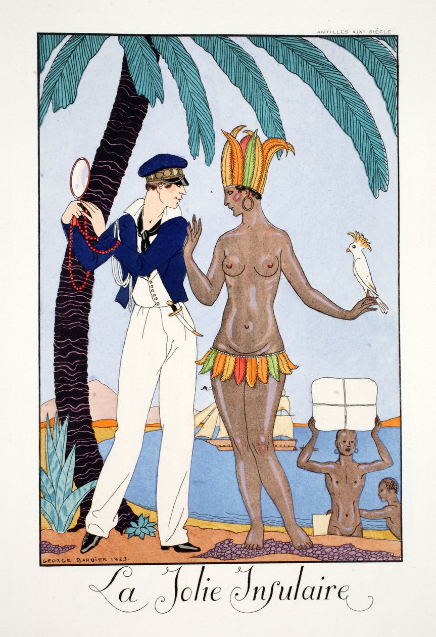 The Pretty Islander, från "Falbalas et Fanfreluches, Almanac of Present, Past and Future Modes" av Georges Barbier