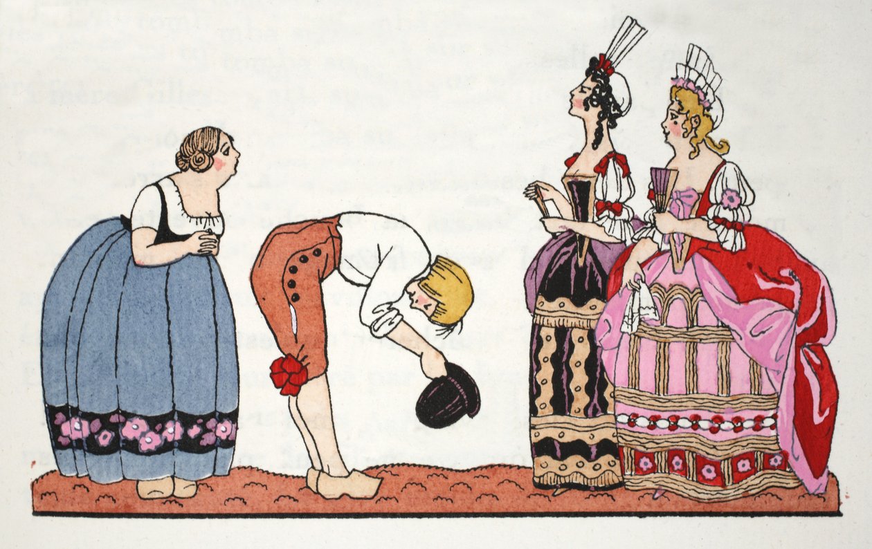 The Ugly Sisters from Cinderella (pochoir-tryck) av Georges Barbier