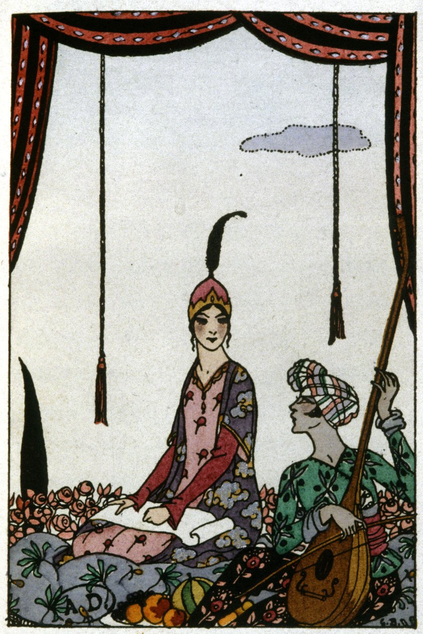 Drottningen av Saba, ca. 1920 (illustration) av Georges Barbier
